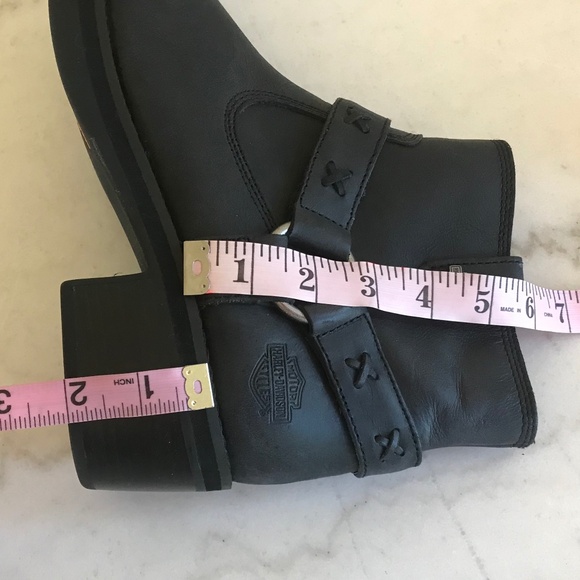 HARLEY DAVIDSON BLACK LEATHER ANKLE BOOTS - Picture 16 of 16